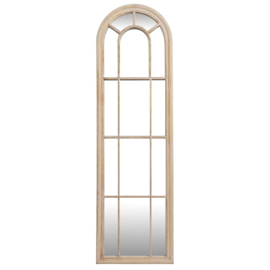 Eshott Tall Arched Washed Wood Window Mirror
