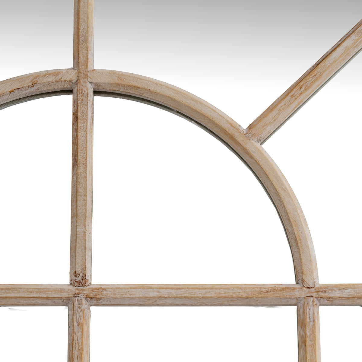 Fallodon Arched Washed Wood Window Mirror