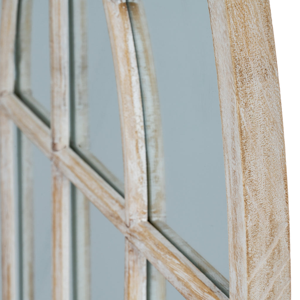 Fallodon Arched Washed Wood Window Mirror