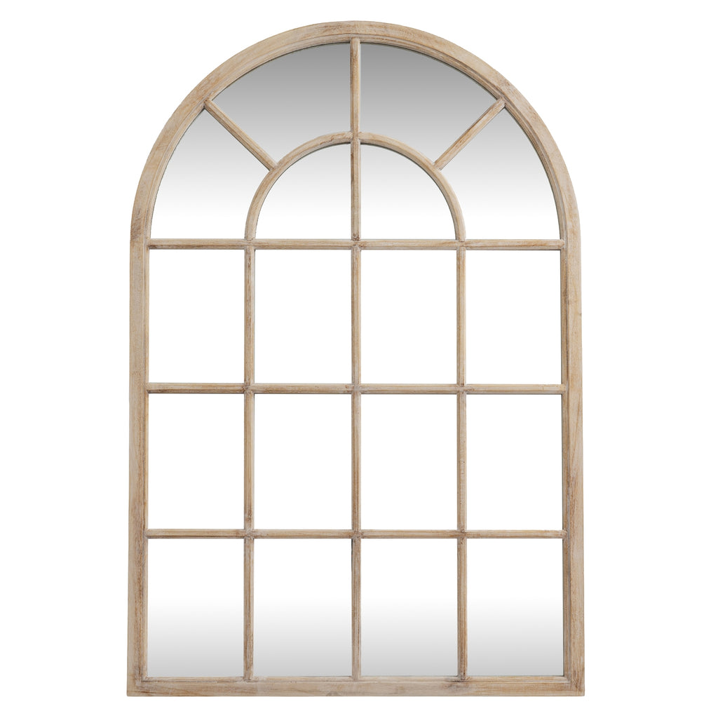 Fallodon Arched Washed Wood Window Mirror