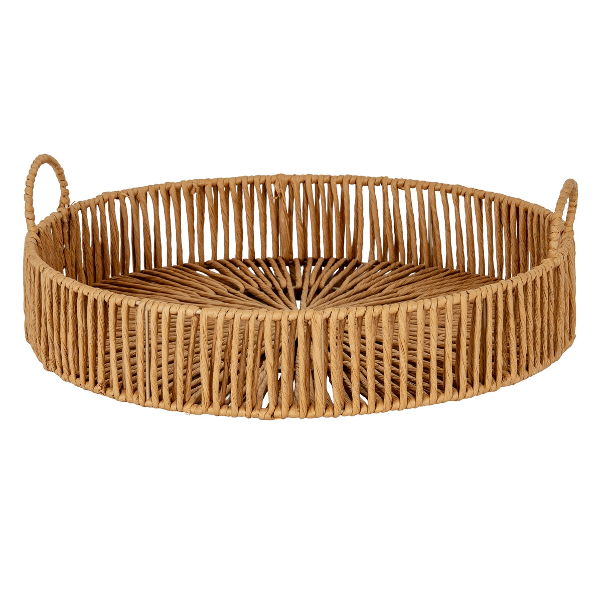 Gubeon Large Round Wicker Tray With Loop Handles