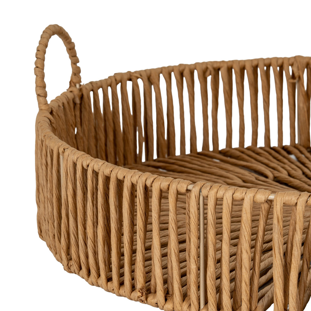 Gubeon Large Round Wicker Tray With Loop Handles