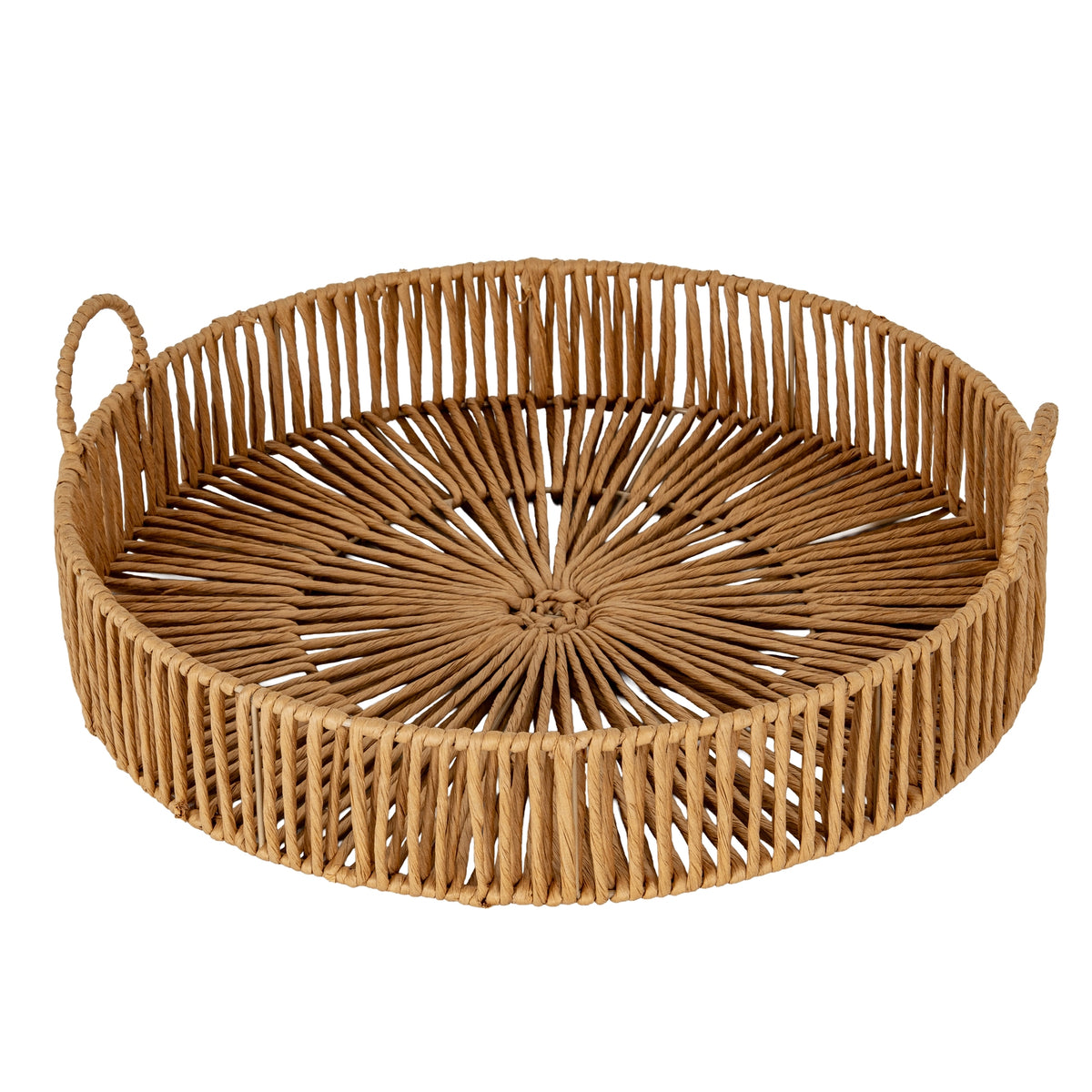 Gubeon Large Round Wicker Tray With Loop Handles