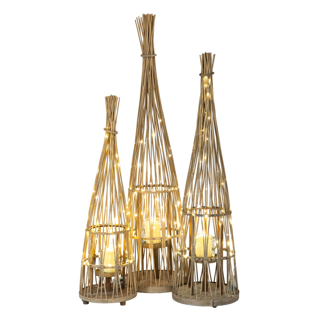 Greenhead Conical Wicker Lantern