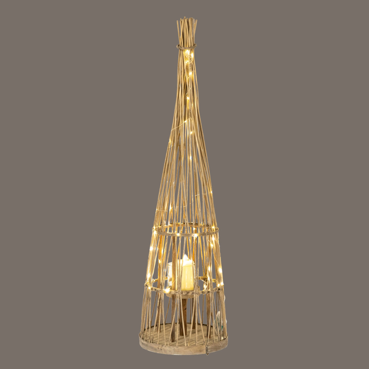 Greenhead Conical Wicker Lantern
