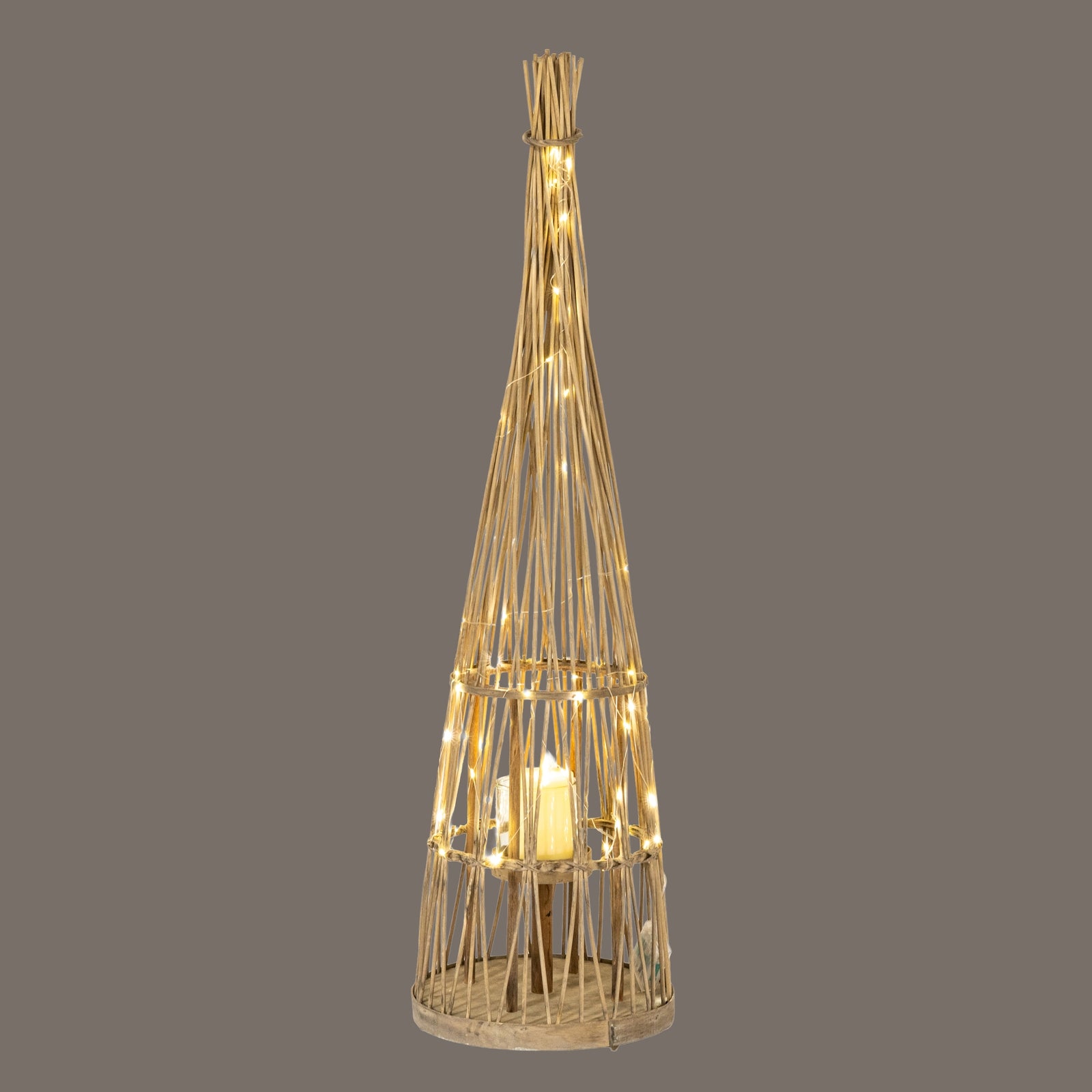 Greenhead Conical Wicker Lantern