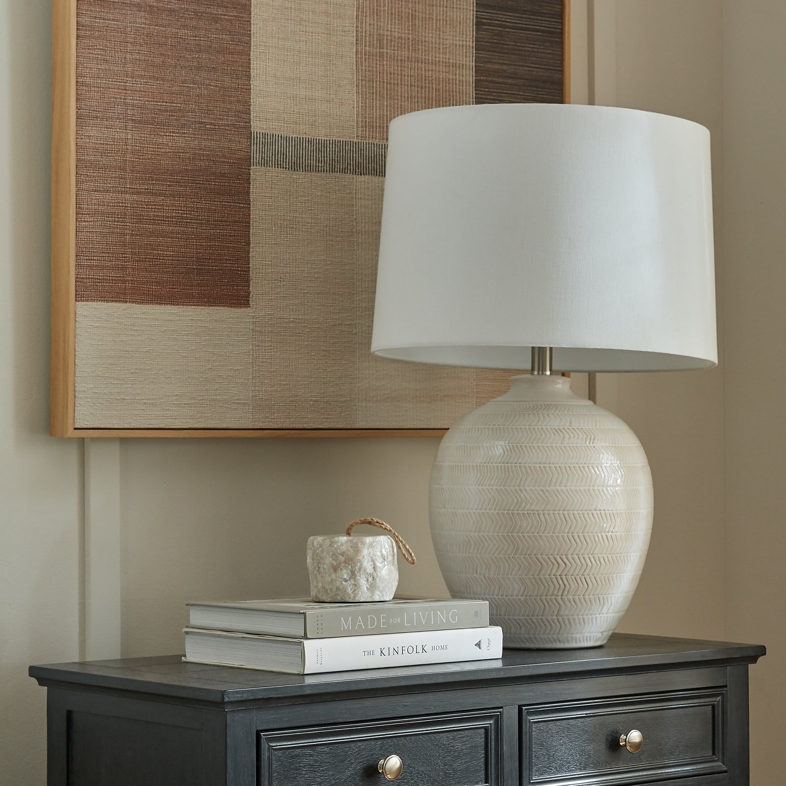 Longhoughton Chevron Ceramic Table Lamp