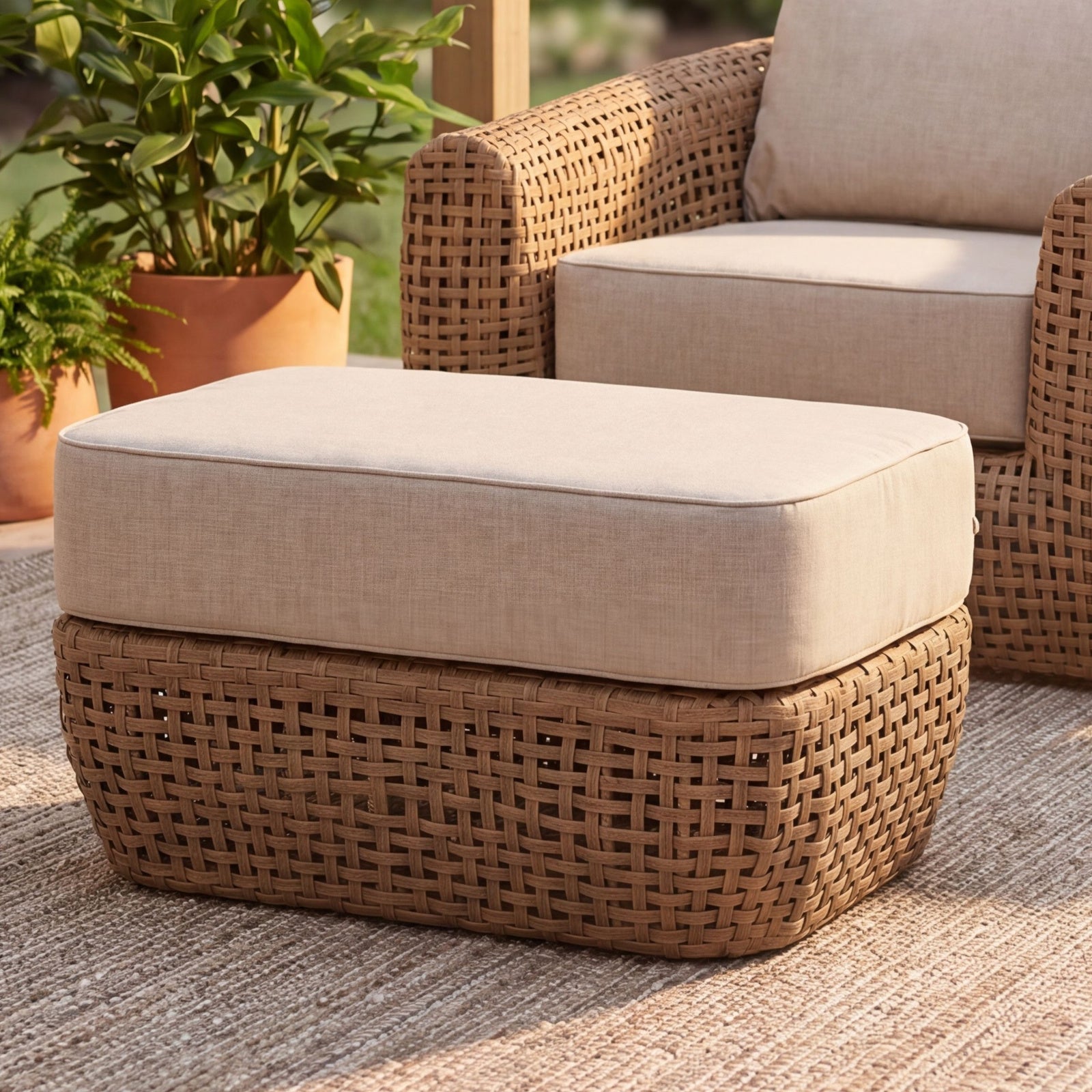 Ponteland Rattan Outdoor Footstool