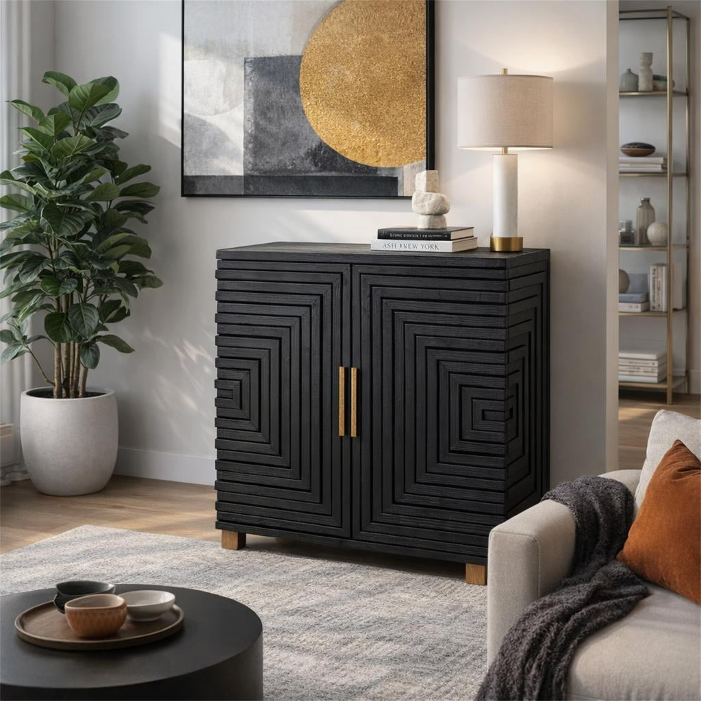 Pigdon Black Two Door Small Sideboard