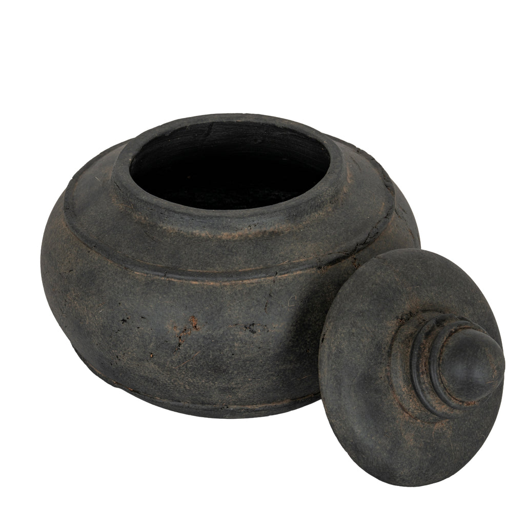 Embleton Large Black Ceramic Pot With Lid