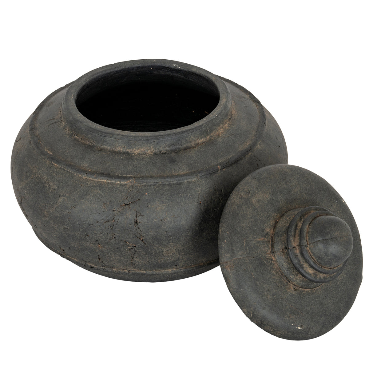 Beadnell Medium Black Ceramic Pot With Lid