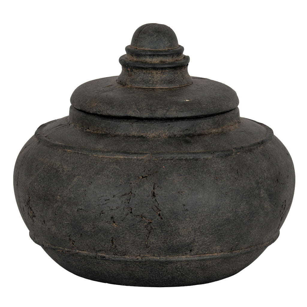 Beadnell Medium Black Ceramic Pot With Lid