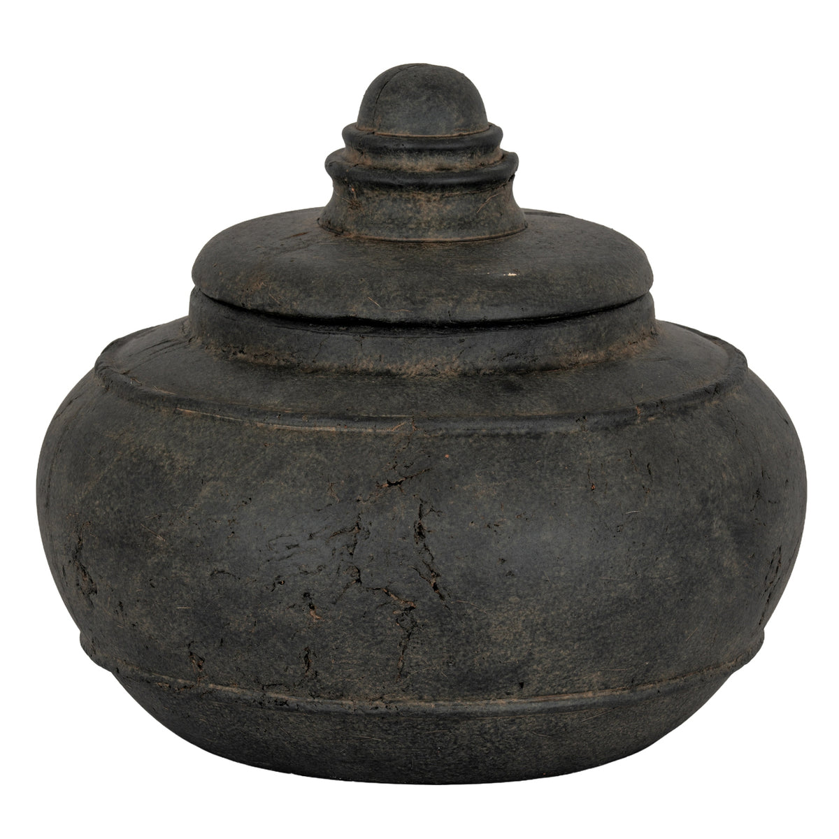 Beadnell Medium Black Ceramic Pot With Lid