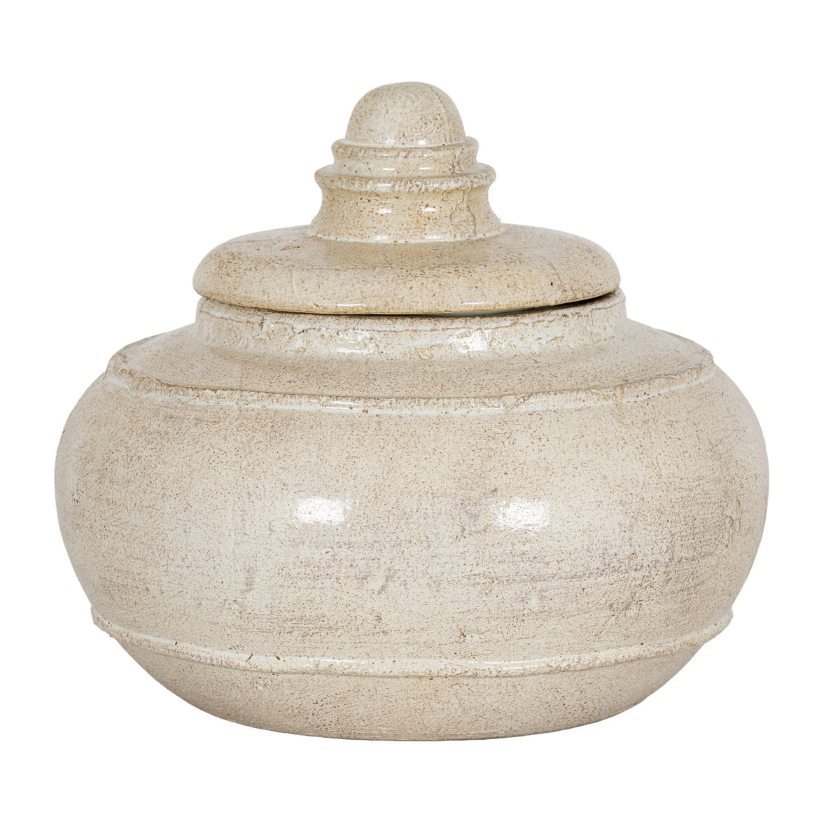 Seahouses Large Weathered Ceramic Pot With Lid