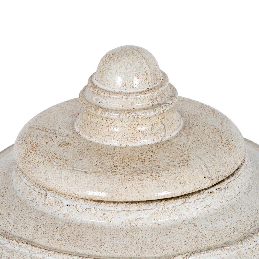 Seahouses Large Weathered Ceramic Pot With Lid