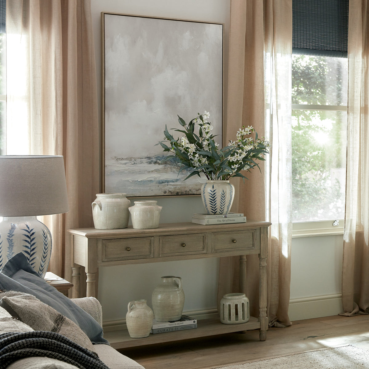 Denwick 3 Drawer Console Table With Shelf