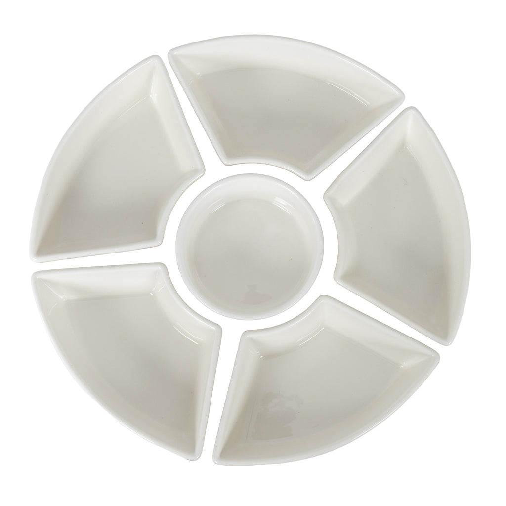 Bothal Acacia Lazy Susan With Ceramic Bowls