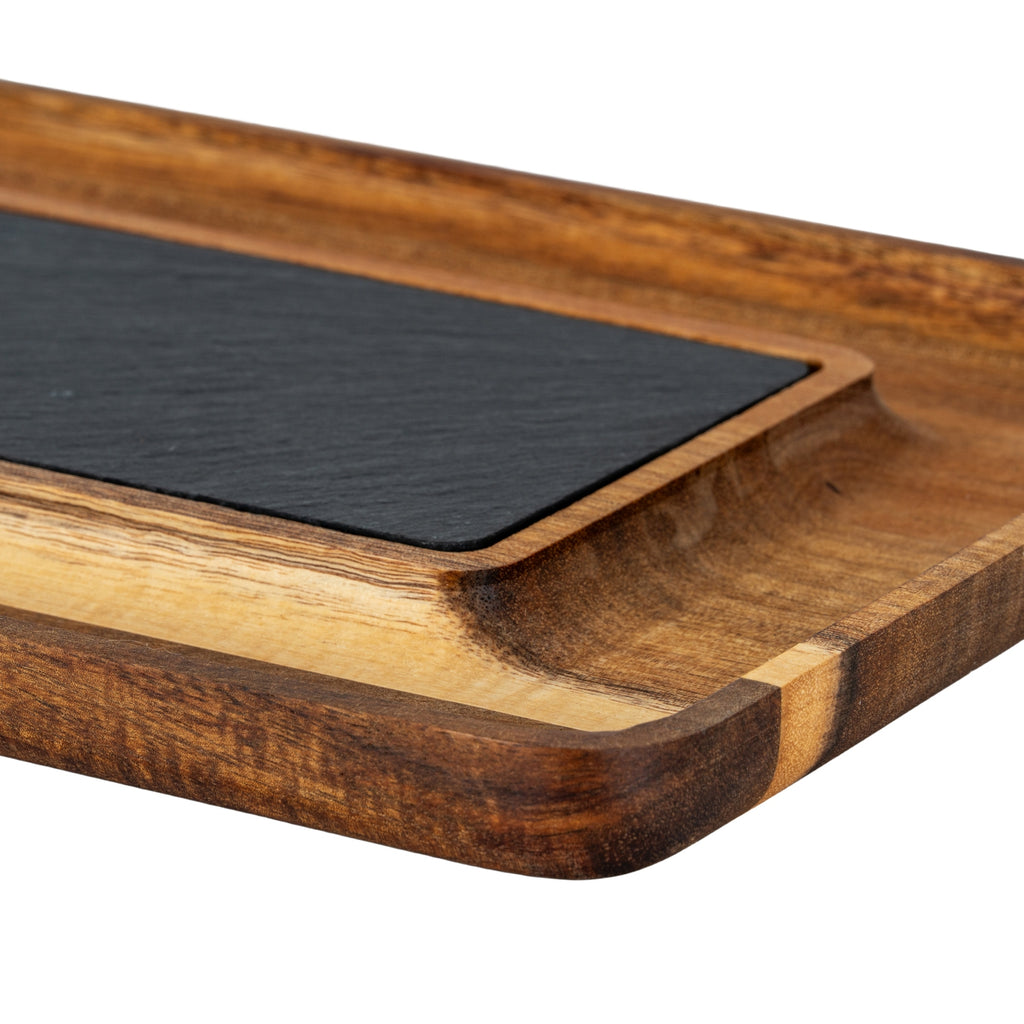 Acacia Serving Tray with Slate