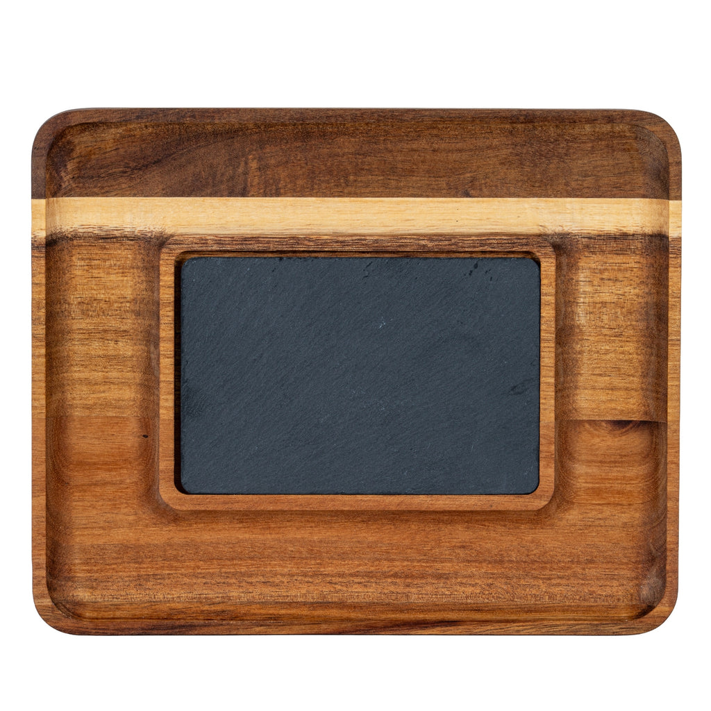 Acacia Serving Tray with Slate