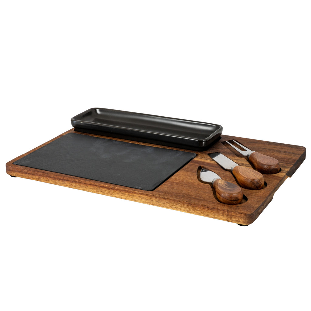 Plessey Acacia Cheese Board Set With Slate