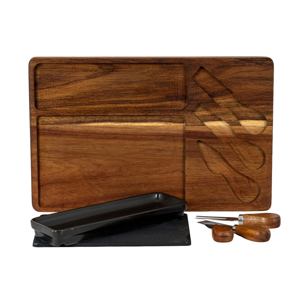 Plessey Acacia Cheese Board Set With Slate