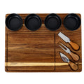 Seaton Acacia Cheese Board Set With Grey Bowls