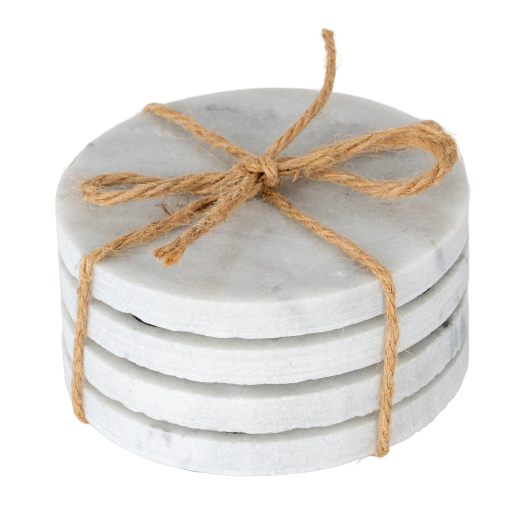 Set of Four Round Marble Coasters