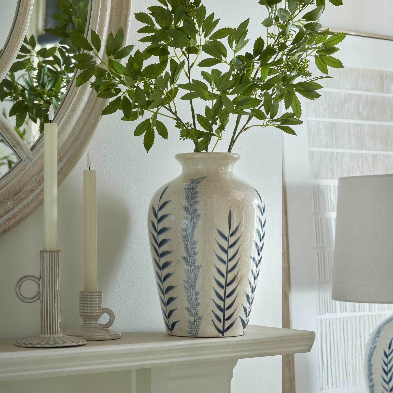 Callaly Blue Floral Ceramic Vase
