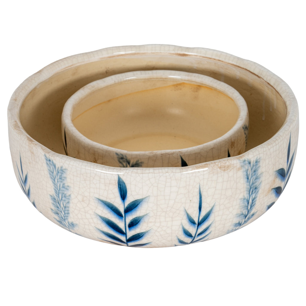 Acomb Large Blue Floral Ceramic Bowl Pot