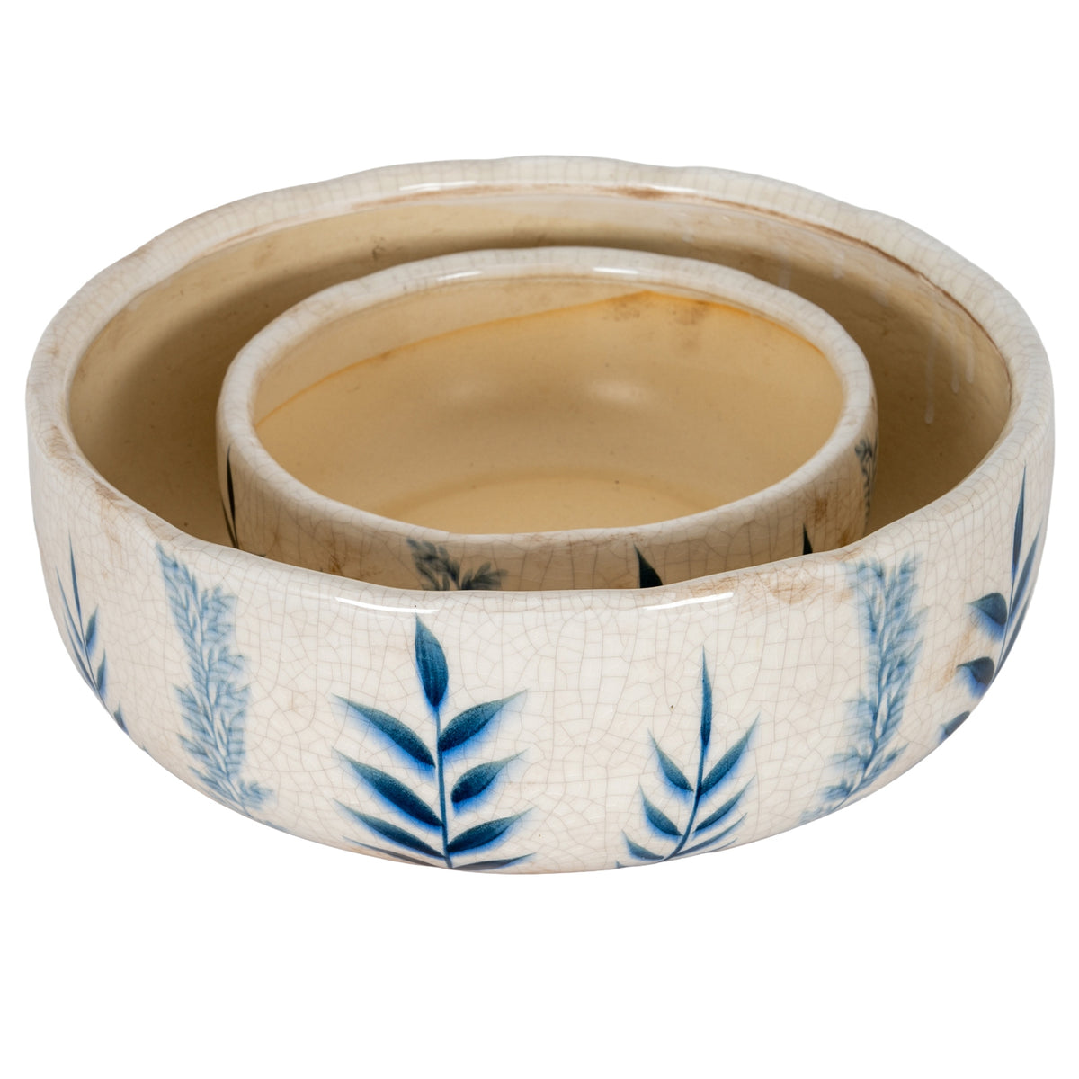 Acomb Large Blue Floral Ceramic Bowl Pot