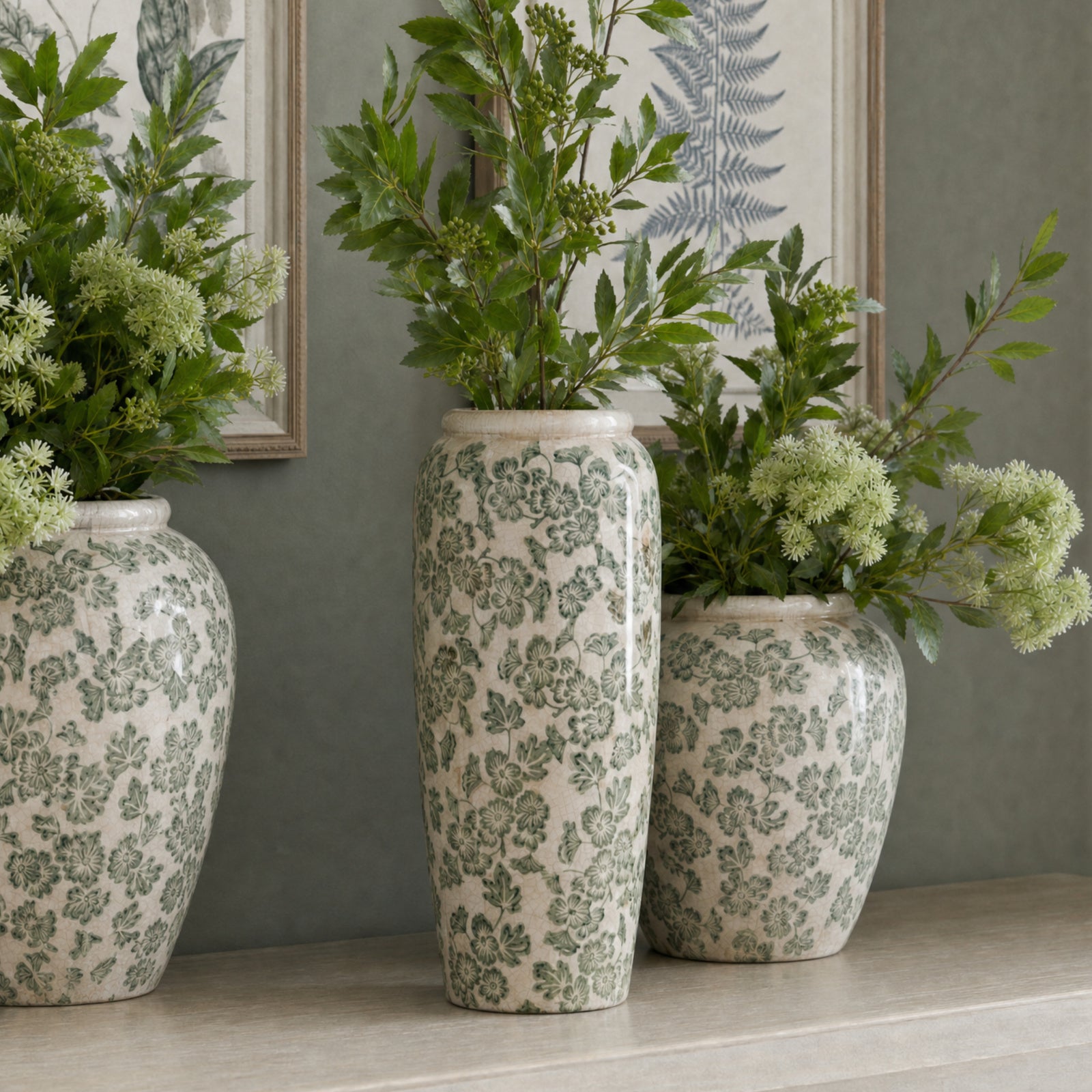 Coquetdale Green Clover Tall Vase