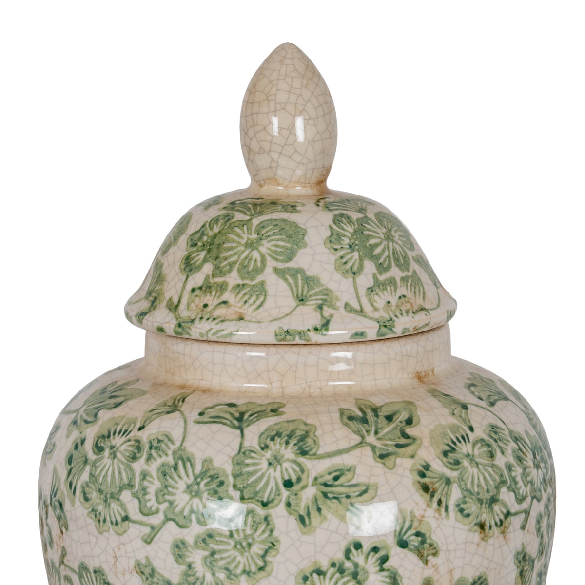 Chollerton Green Patterned Ceramic Ginger Jar