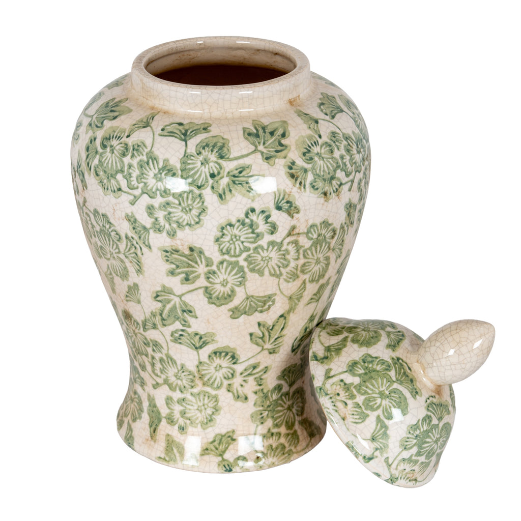 Chollerton Green Patterned Ceramic Ginger Jar