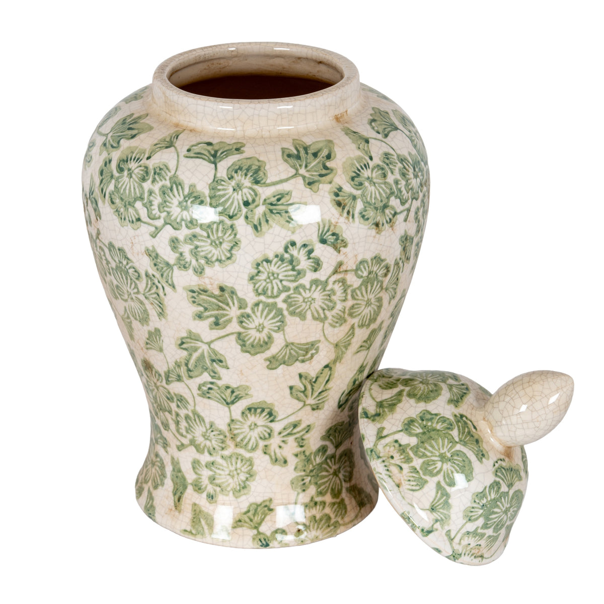 Chollerton Green Patterned Ceramic Ginger Jar