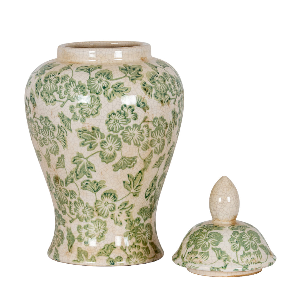 Chollerton Green Patterned Ceramic Ginger Jar
