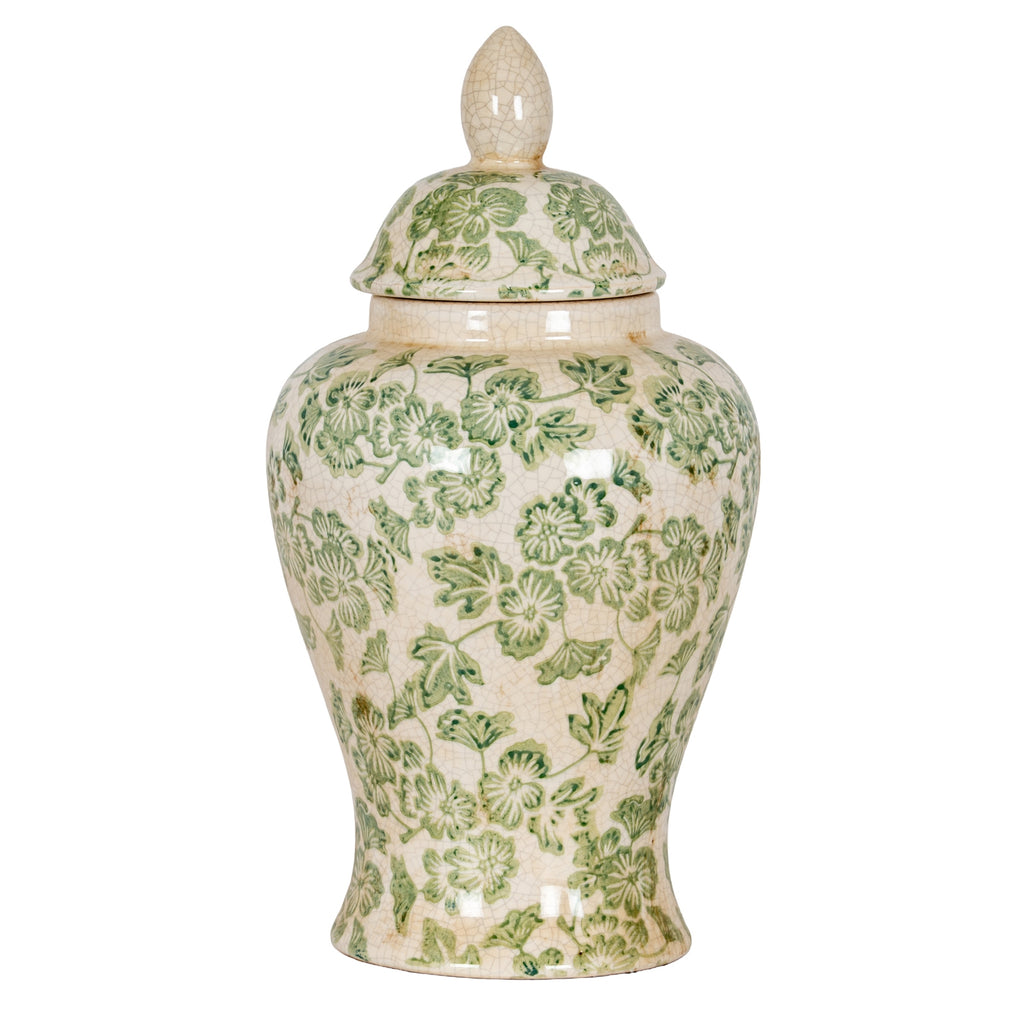 Chollerton Green Patterned Ceramic Ginger Jar