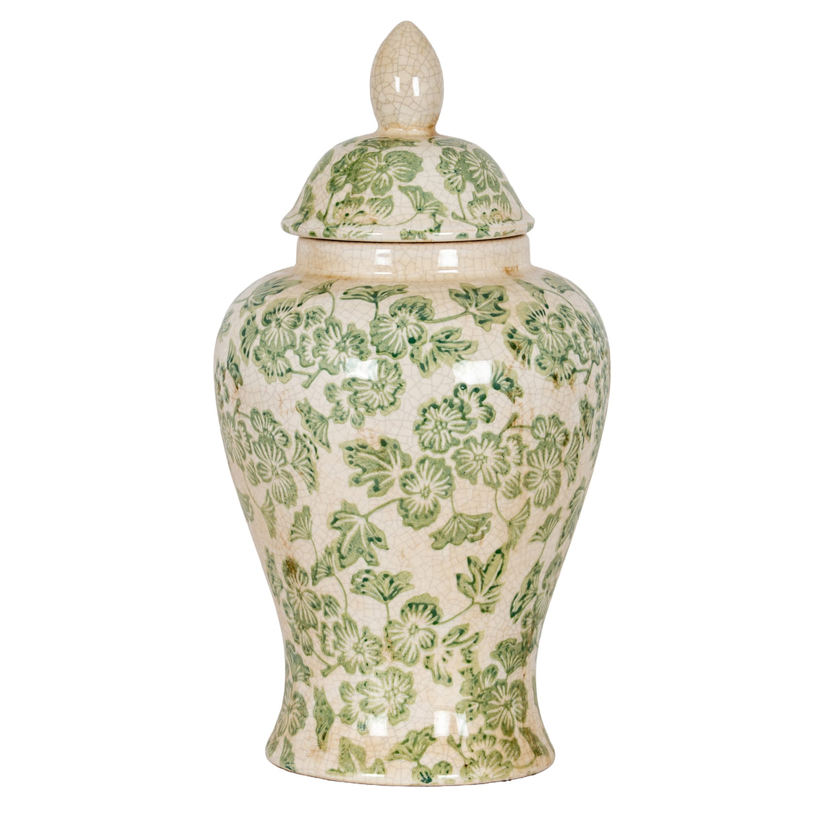 Chollerton Green Patterned Ceramic Ginger Jar