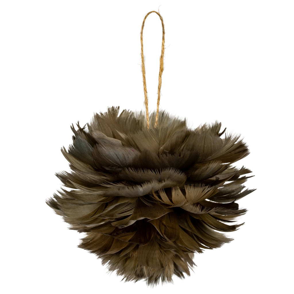 Medium Fawn Feather Ball Decoration