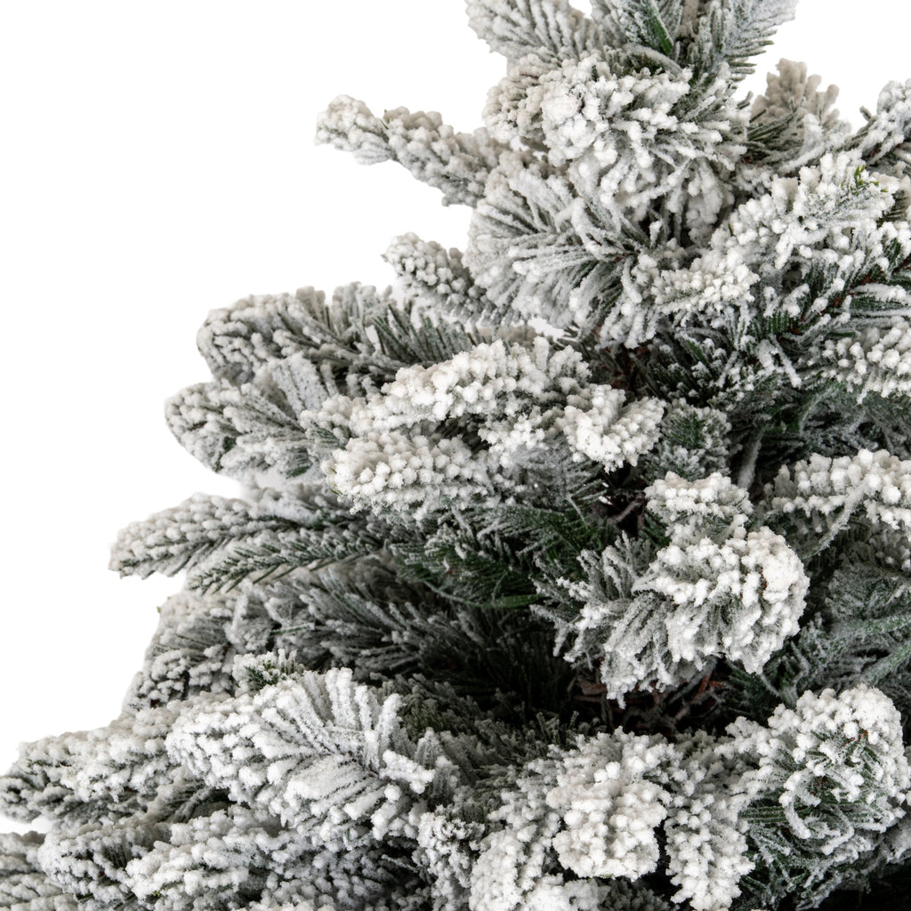 Bolam Snowy Pre-Lit Fir Tree in Rattan Pot