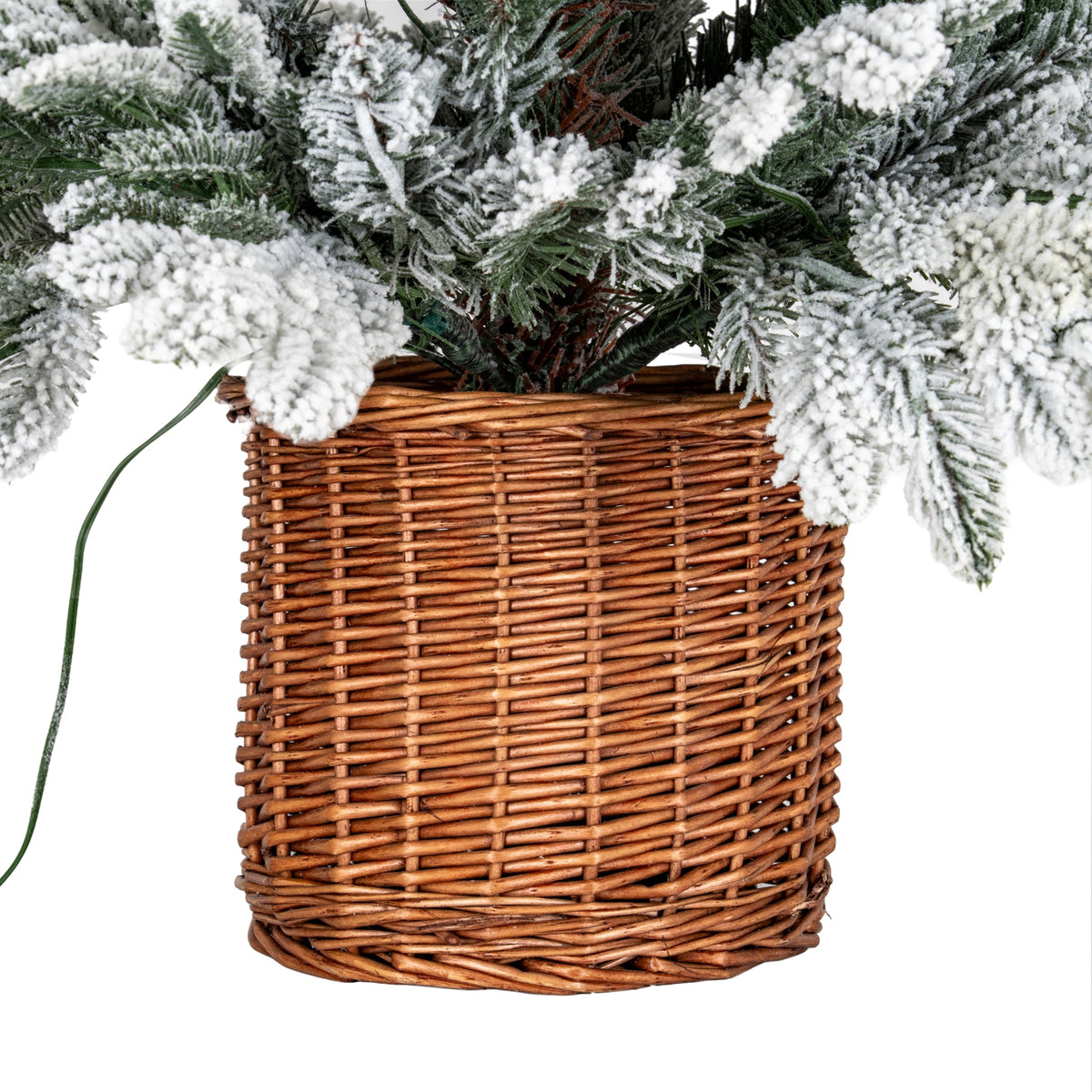 Bolam Snowy Pre-Lit Fir Tree in Rattan Pot