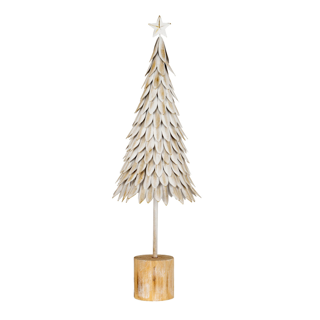 Alwinton Medium White Metal Tree on Wooden Stand