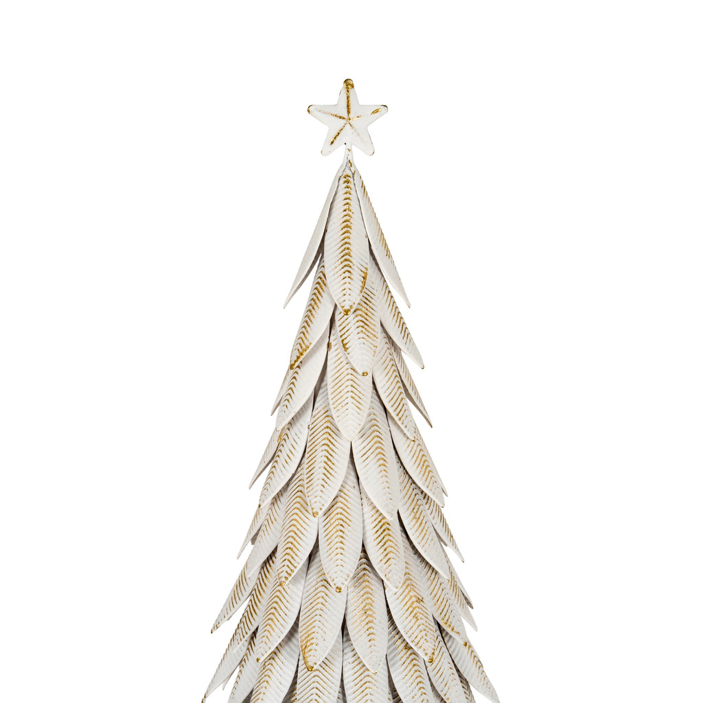 Sharperton Large White Metal Tree on Wooden Stand