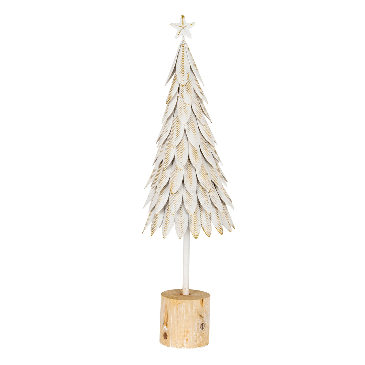 Sharperton Large White Metal Tree on Wooden Stand