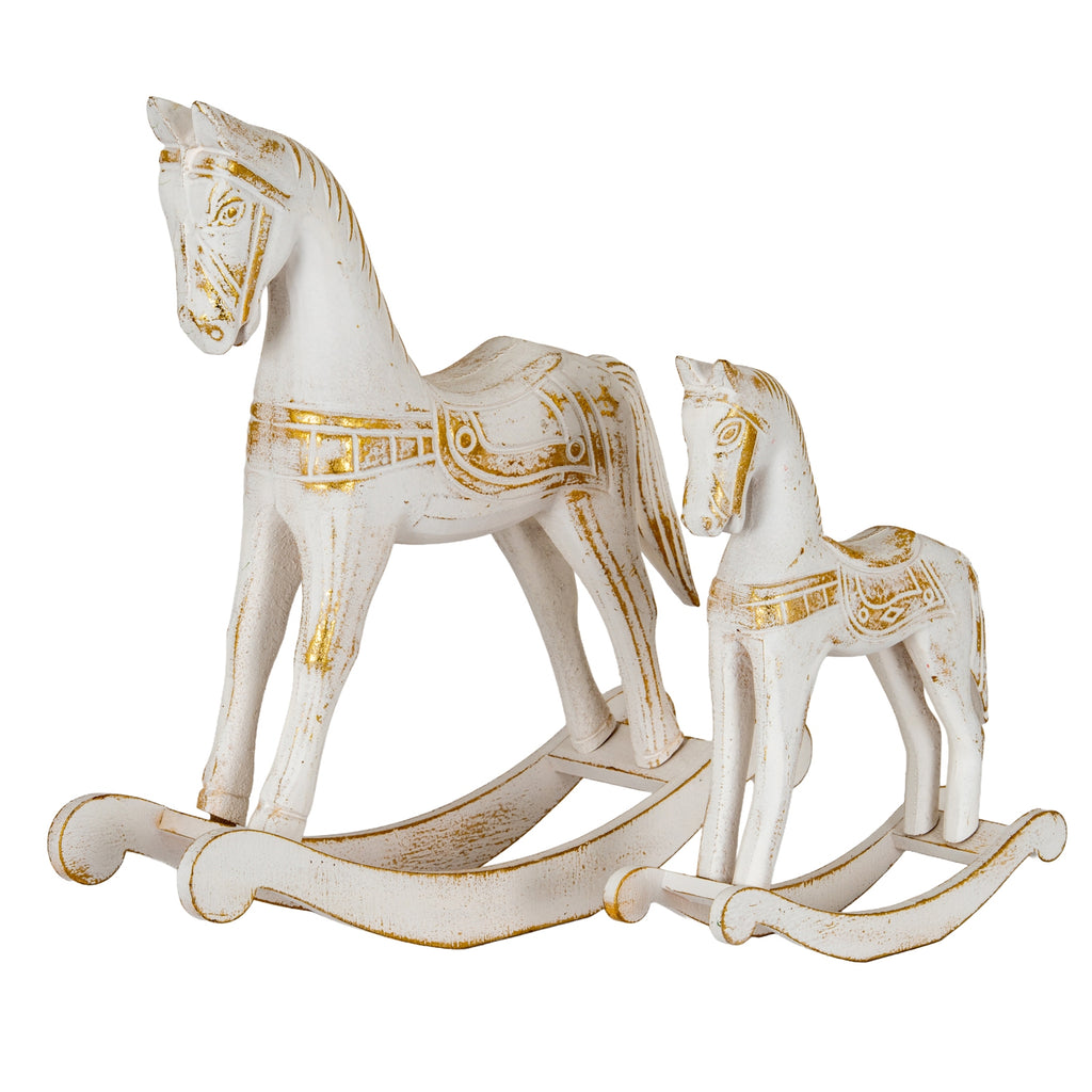 Ingram Large Whitewashed Wooden Rocking Horse