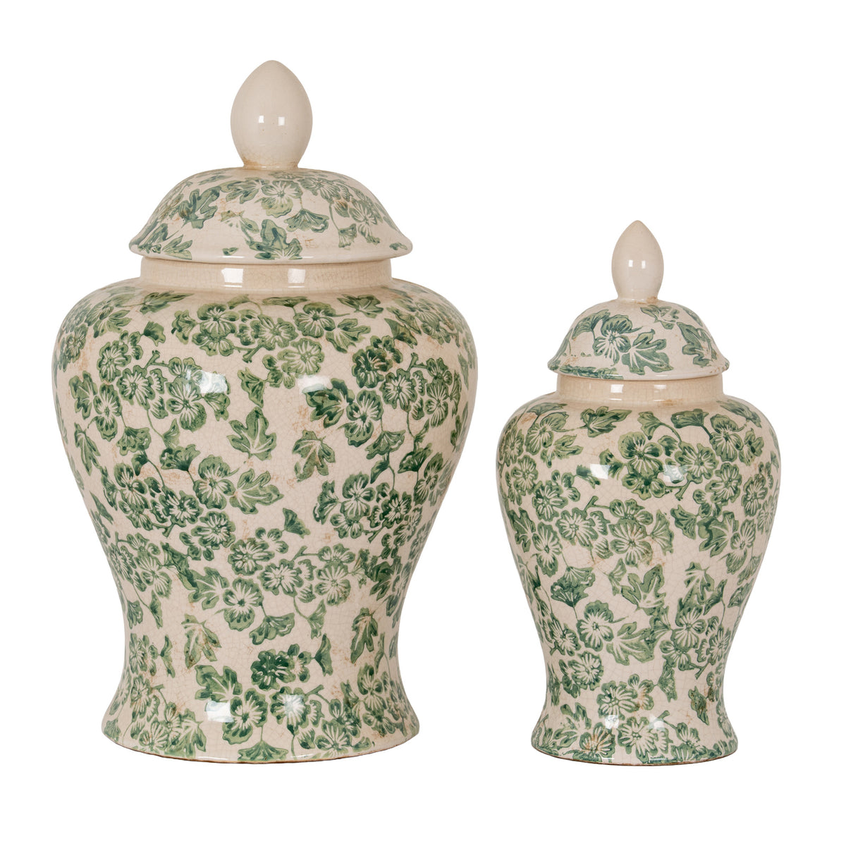 Chillingham Large Green Clover Ceramic Ginger Jar