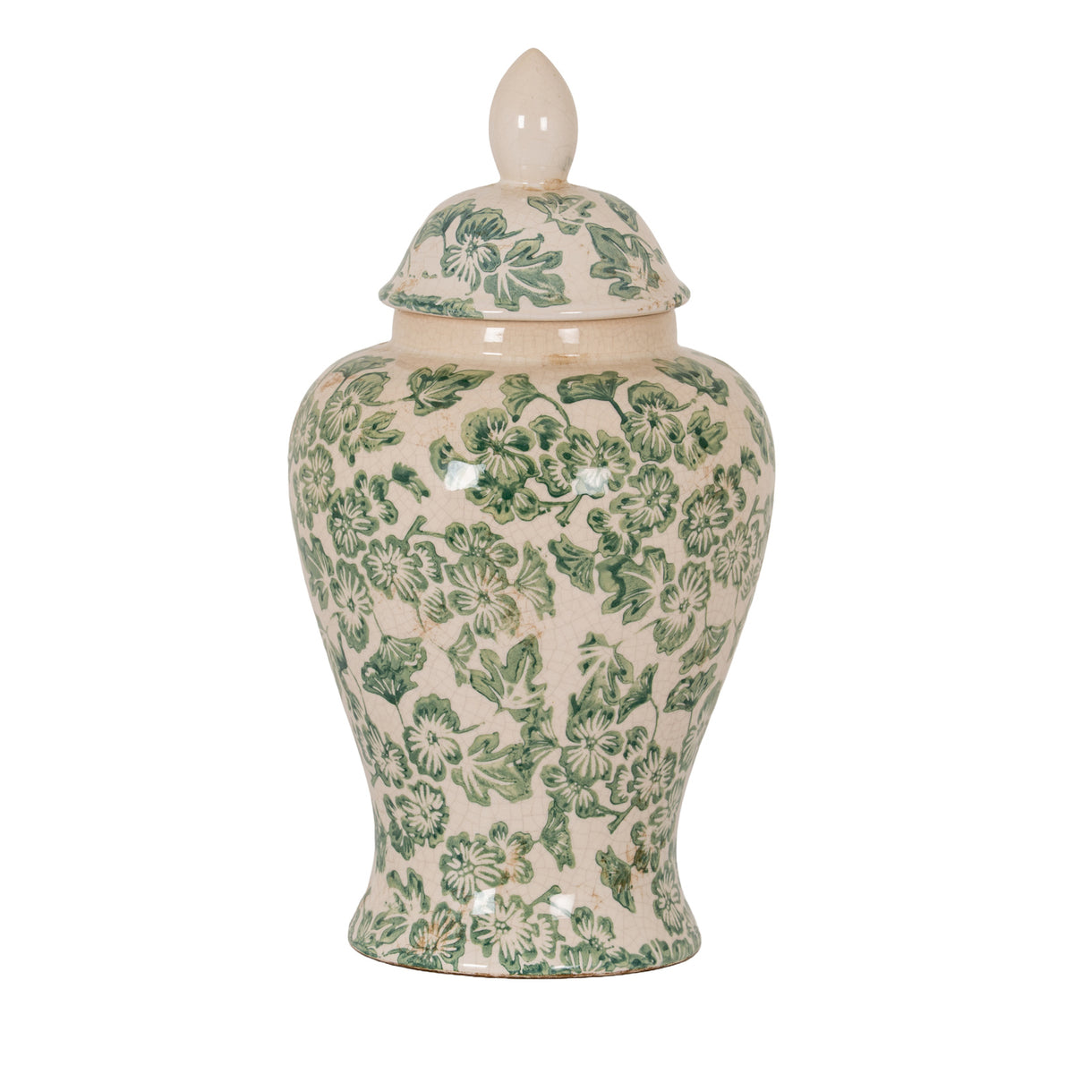 Chillingham Large Green Clover Ceramic Ginger Jar