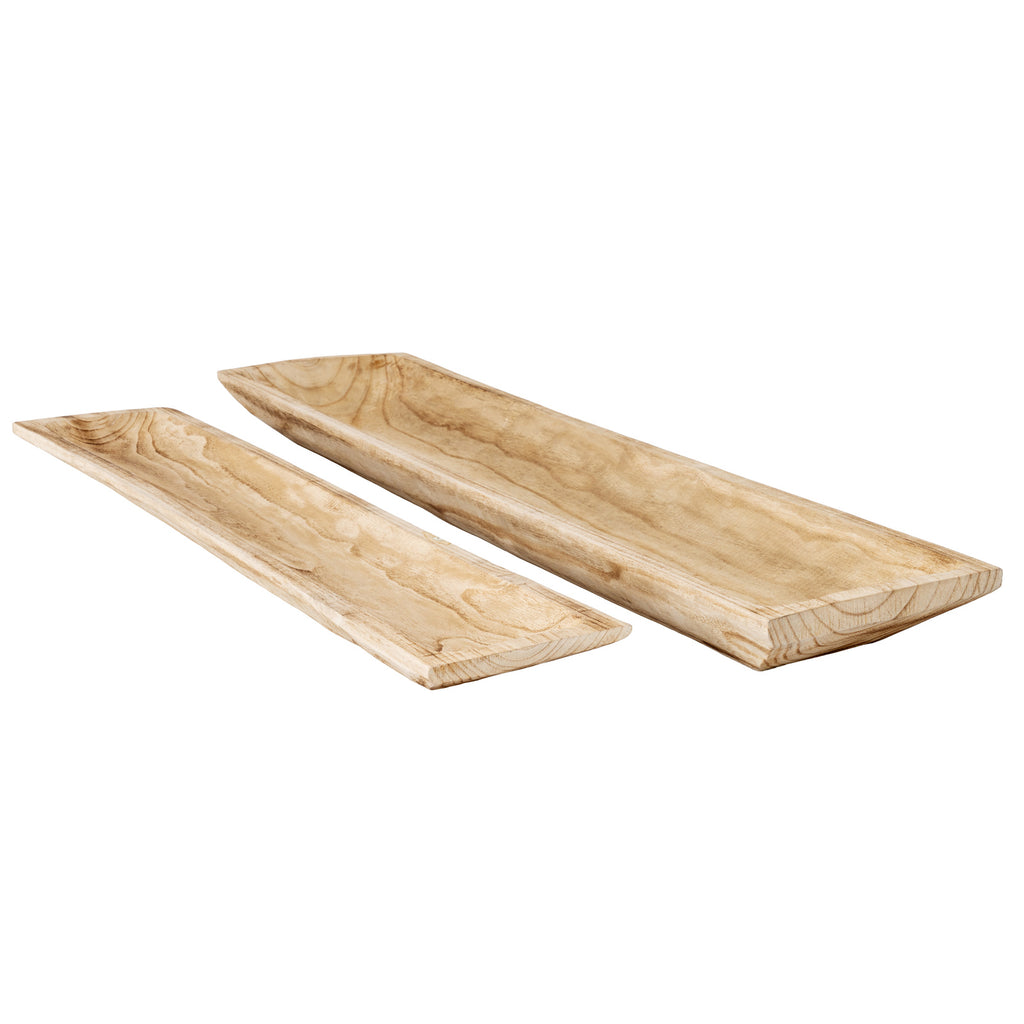 Wooler Set of 2 Rectangular Wooden Trays