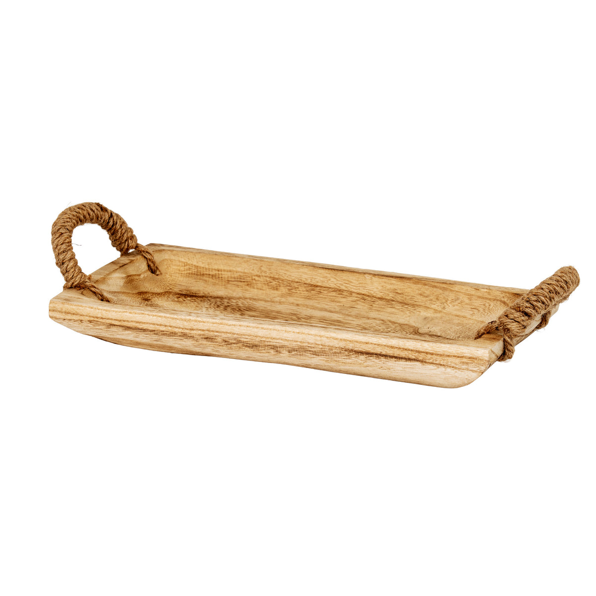 Akeld Set of 4 Wooden Trays with Rope Handles
