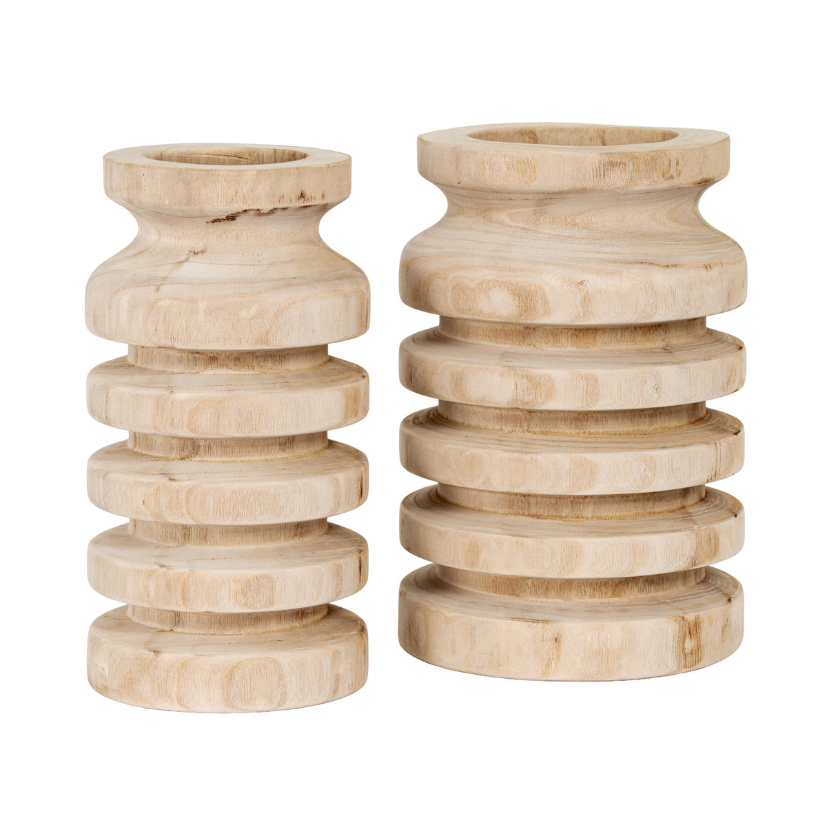 Shotley Large Ribbed Wooden Vase