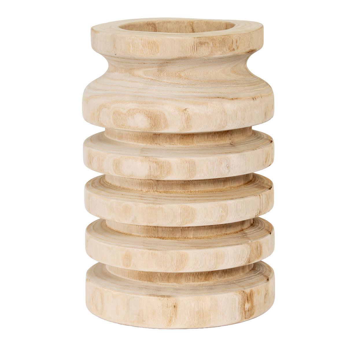 Shotley Large Ribbed Wooden Vase